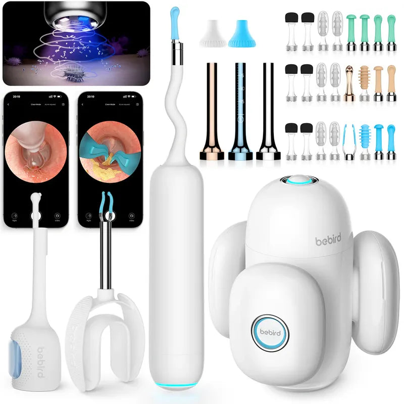 Bebird Home 30S ear care system with its package content on a white background